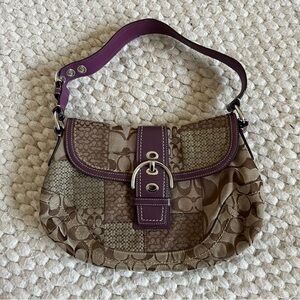 Vintage Coach patchwork soho bag with purple trim